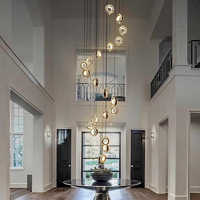 Long Chandeliers for Double High Ceilings,Modern Crystal Balls P 並行輸入品 : LED Chandeliers, Modern Double Spiral Staircase Lustre