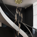Feather Leaf LED Double Height Chandelier