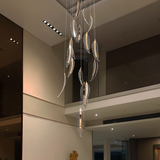 Feather Leaf LED Double Height Chandelier