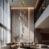 Feather Leaf LED Double Height Chandelier