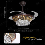 Lucid Modern Ceiling Fan Crystal Chandelier