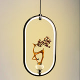 Staglo Golden Deer Modern Oval Pendant Light