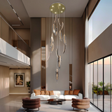 Feather Leaf LED Double Height Chandelier