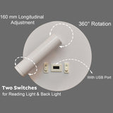 Rotatable USB White Wall Lamp