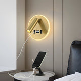 Rotatable USB Gold Bedside Wall Lamp