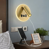 Rotatable USB Gold Bedside Wall Lamp