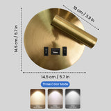 Rotatable USB Gold Bedside Wall Lamp