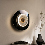 Solaris Black Textured Crystal wall Lamp