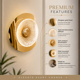 Solaris Gold LED Wall Lamp | Textured Crystal Glass