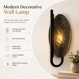 Rivex Texture Black Oval Crystal Plate Wall Lamp
