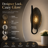 Rivex Texture Black Oval Crystal Plate Wall Lamp