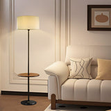 Mateo Modern Floor Lamp with Wooden Table Shelf + Black Italian Marble Base