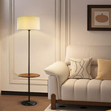 Mateo Modern Floor Lamp with Wooden Table Shelf + Black Italian Marble Base