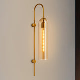Novira Wall Sconce with T300 Bulb | Gold & Amber Glass