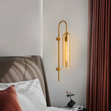 Novira Wall Sconce with T300 Bulb | Gold & Amber Glass