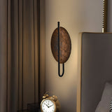 Rivex Texture Black Oval Crystal Plate Wall Lamp