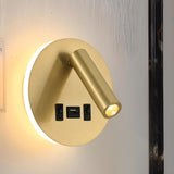 Rotatable USB Gold Bedside Wall Lamp