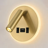 Rotatable USB Gold Bedside Wall Lamp