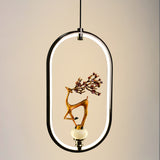 Staglo Golden Deer Modern Oval Pendant Light