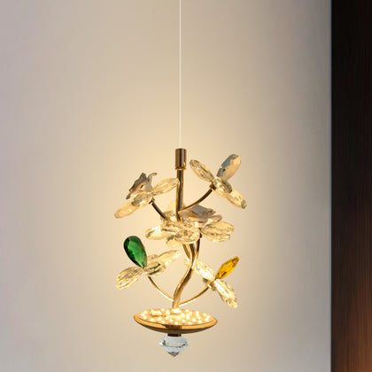 Tia Luxury Crystal Leaf Pendant Light