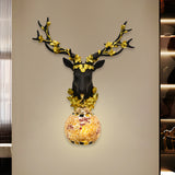 Flora Deer Head Wall Lamp with LED Light and Crystal Ball