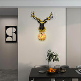 Flora Deer Head Wall Lamp with LED Light and Crystal Ball