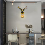 Flora Deer Head Wall Lamp with LED Light and Crystal Ball