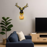Flora Deer Head Wall Lamp with LED Light and Crystal Ball
