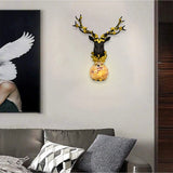 Flora Deer Head Wall Lamp with LED Light and Crystal Ball