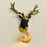 Flora Deer Head Wall Lamp with LED Light and Crystal Ball