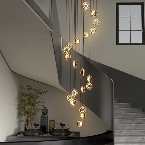 GoldenGlaze Double Height Modern LED Chandelier