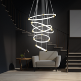 Mello Gold 5 Rings Double Height Smart Modern LED Chandelier