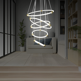 Mello Gold 5 Rings Double Height Smart Modern LED Chandelier