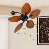 Kinetik 42 Inch BLDC Wall & Ceiling Fan – Black with Wood Finish