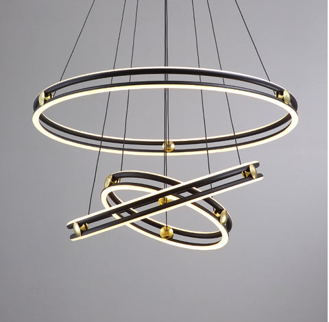 Modern Led Pendant Light Hanging Ceiling Lamp Ceiling Light Rings Circle  Chandelier Black Loft Decor Round Black | Lazada PH